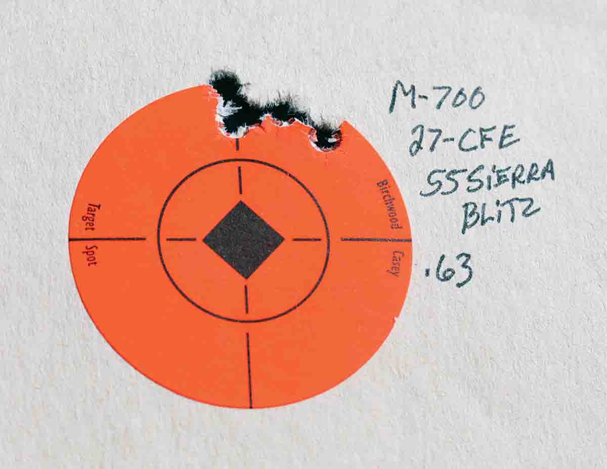 The best group fired from the Remington Model 700 ADL measured .63 inch.
